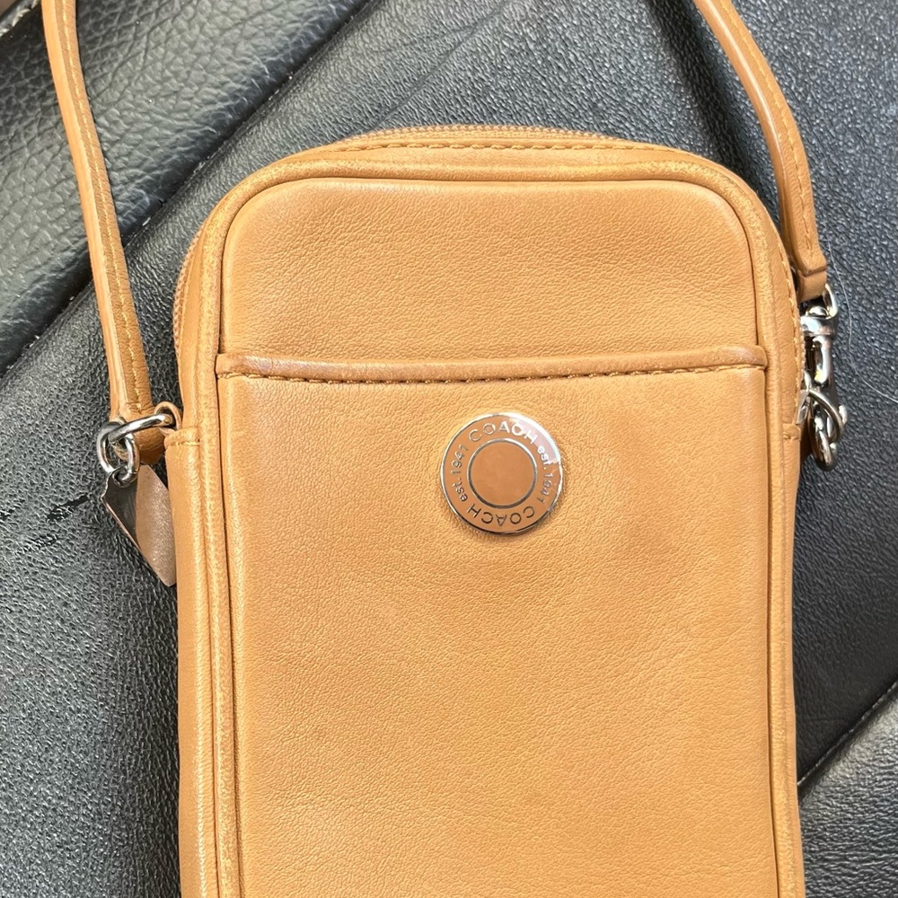 Coach Tan Leather Bag with Silver Accent